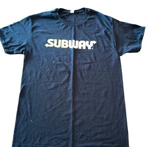 Subway Employee T-Shirt Jerzees Size Medium Black Yellow Cotton/Polyester